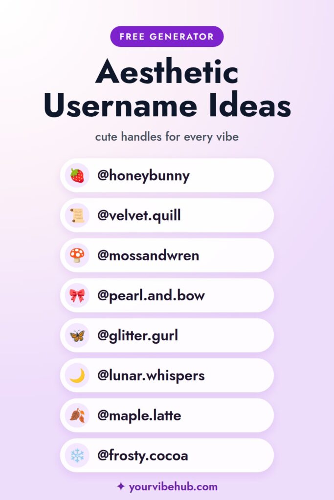 Aesthetic username ideas for every vibe, from soft and cute to dark academia and Y2K