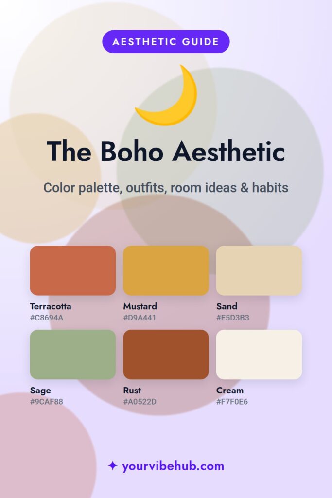 Boho Aesthetic color palette pin
