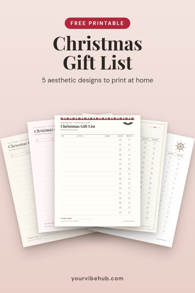 Free printable Christmas gift list and budget tracker pin
