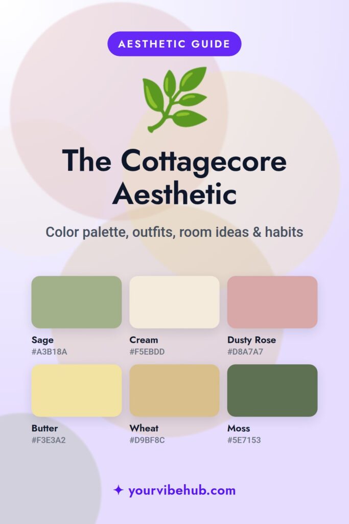 Cottagecore Aesthetic color palette pin