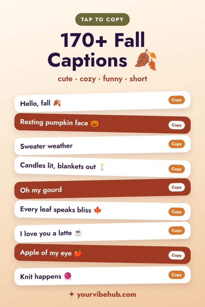 170+ Fall Instagram Captions color palette pin