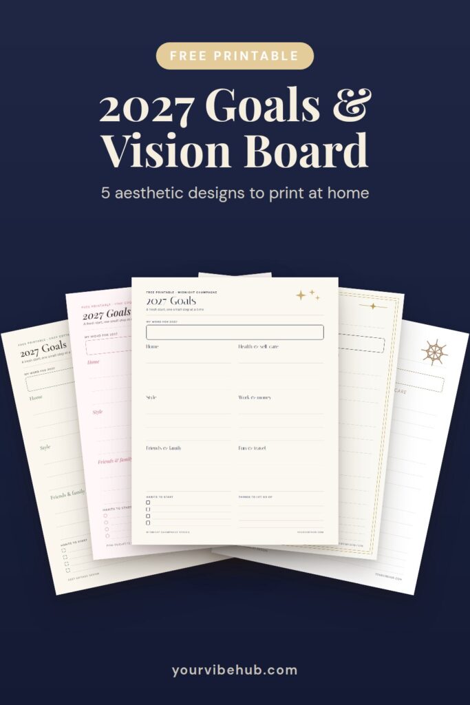 Free printable 2027 goals worksheet and vision board template pin