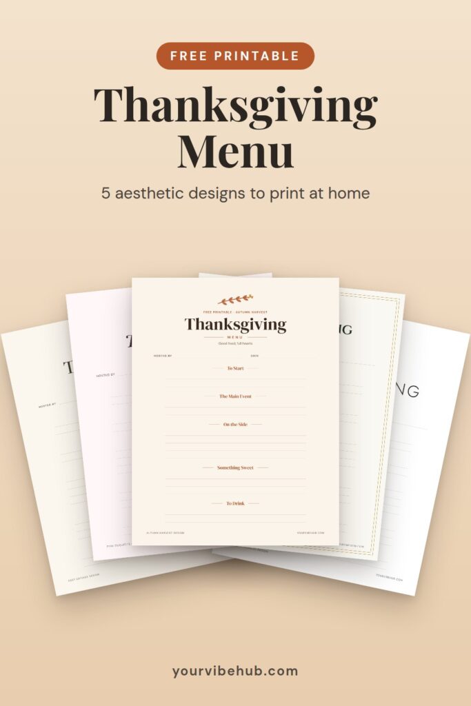 Free printable Thanksgiving menu and Friendsgiving sign-up sheet pin