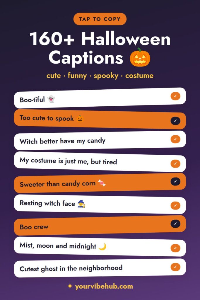 160+ Halloween Instagram Captions color palette pin